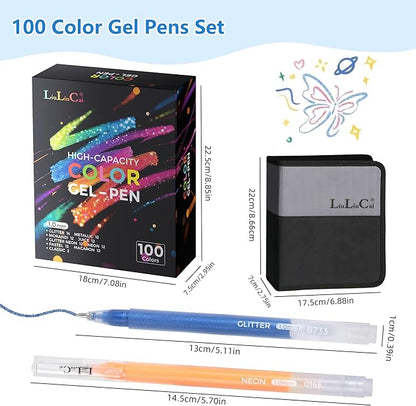LIULIUCAI Gel Pens for Adult Coloring Book, 100 Colors Large Capacity Metallic - Image 6