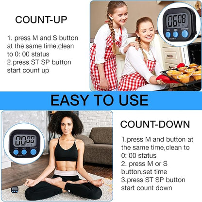 Leumoi 24 Pcs Digital Kitchen Timers Magnetic Back Timers Bulk Large Screen - Image 6
