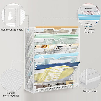 Lavatino 6-Tier Hanging File Organizer, Wall Mount File Holder - Image 5