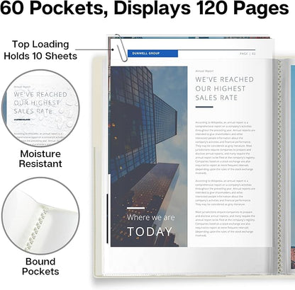 Dunwell Presentation Binder 60-Pocket, Displays 120 Pages, 8.5x11 Portfolio - Image 3