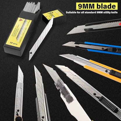 Gomake 100pcs Knife Replacement Blades, 30 Degree Carbon Steel 9mm Snap Off - Image 3