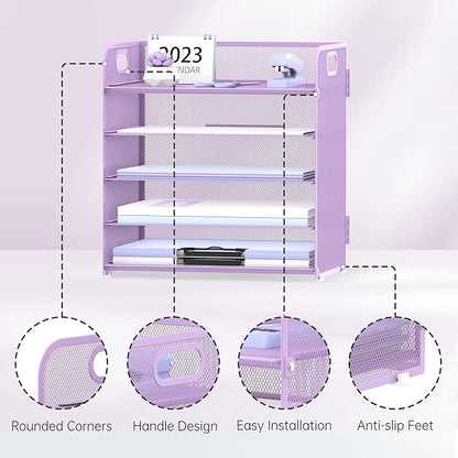 2 Pack 5-Tier Purple Desk Organizer - Image 3