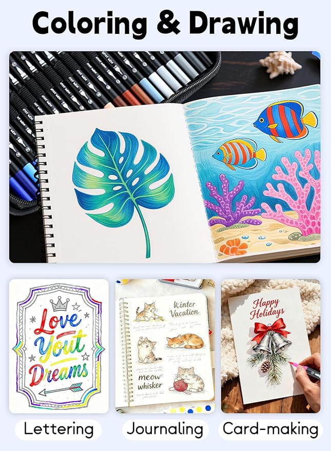 AEDAGA 80 Colors Numbered Dual Tip Brush Pens - Image 5
