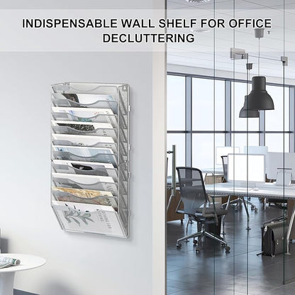 EasyPAG Wall File Organizer for Office 10 Pocket Mesh Wall Mounted Paper - Image 4