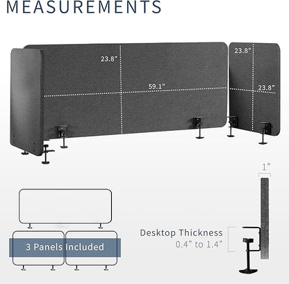 VIVO Clamp-on Privacy Panels 60 x 24 inch, 24 x 24 inch, Sound Absorbing - Image 3