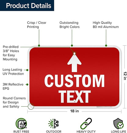 Custom Arrow, Custom Directional Sign, Up Arrow, 12x18 Inches, 3M EGP Reflective - Image 6