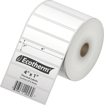 4" x 1" Thermal Labels | 6 Rolls | 15000 Labels | fits Zebra, Offnova Thermal - Image 2