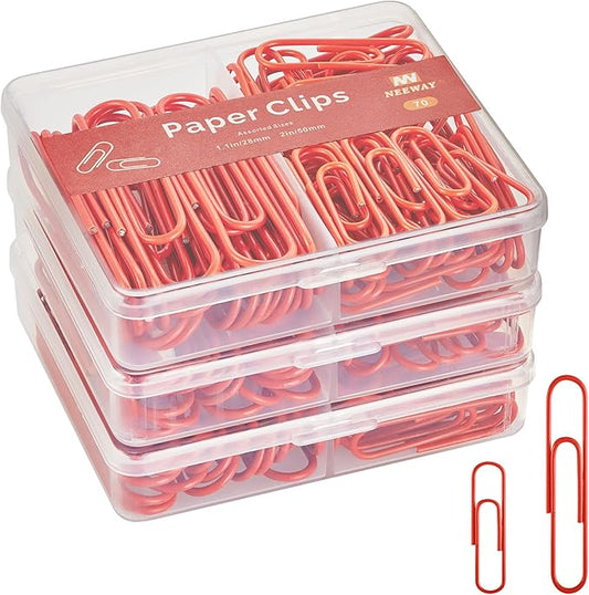 NEEWAY Colorful Paper Clips Assorted Sizes, Small and Large Paperclips by NEEWAY