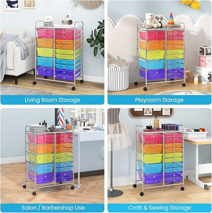 Giantex 15 Drawer Rolling Cart - Image 9
