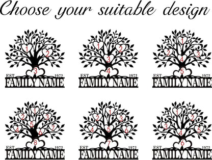 Personalized Family Tree Metal Sign Custom Last Name Sign Tree of Life Wall Art - Image 6