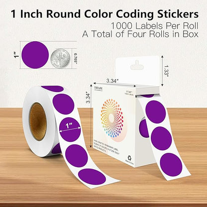 Purple 1 Inch Round Color Coding Labels - Image 2