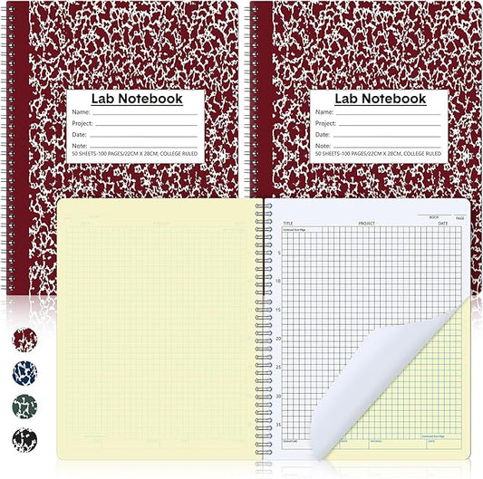 Affrolling 2 Pack Carbonless Lab Notebook Carbon Copy 8.5'' x 11'' 50 Sets of by Affrolling