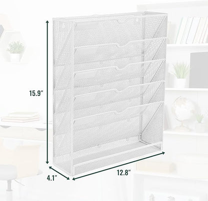 EASEPRES 6 Tier Mesh Hanging Wall File Organizer, Desk Vertical Mail Paper - Image 2