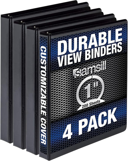 Samsill Durable 1 Inch Binder, Made in the USA, Round Ring Customizable Clear by Samsill