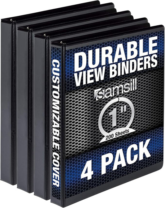 Samsill Durable 1 Inch Binder, Made in the USA, Round Ring Customizable Clear by Samsill