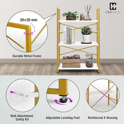 CAPHAUS 2 Tier Small Bookshelf, 24 Inch Width Free Standing Shelf, Bookcase - Image 5