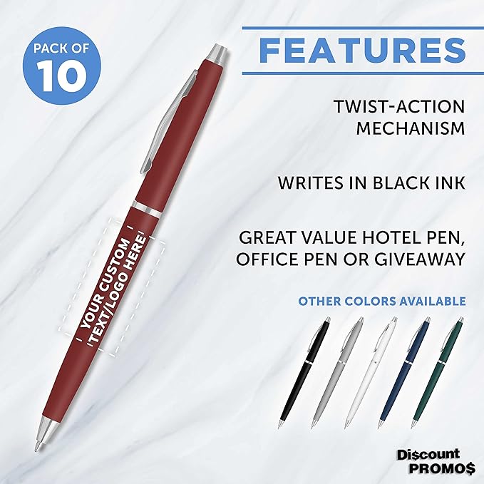 DISCOUNT PROMOS Custom Langham Ballpoint Pens Set of 50, Personalized Bulk Pack - Image 2