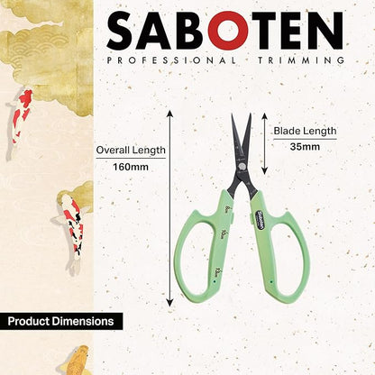 Saboten Fluorine Coated Straight Blade Trimming Scissors Green PT-1 160mm - Image 2