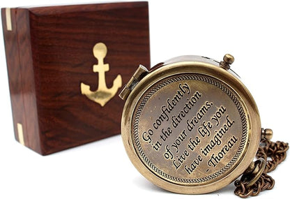 Be Strong and Courageous, Do Not Be Afraid Brass Engraved Compass by USHandicrafts