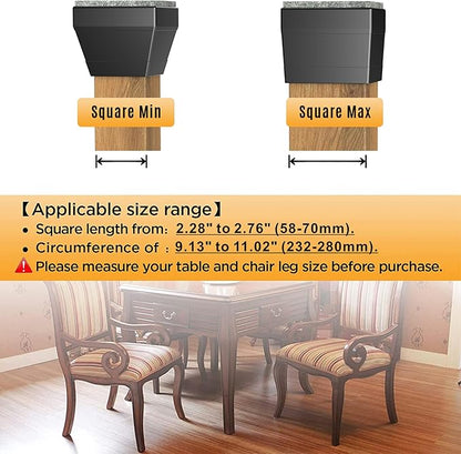 Square Chair Leg Protectors for Hardwood Floors, （Fit: 2.25" -2.75" Black）. - Image 3