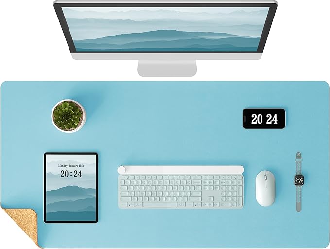 Aothia Double-Sided Desk Pad – 37.8"x17" Leather Desk Mat by AothiaSimpleNaturalUnique