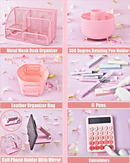 LXEVIHK 21Pcs Pink Desk Organizers and Accessories - Image 4
