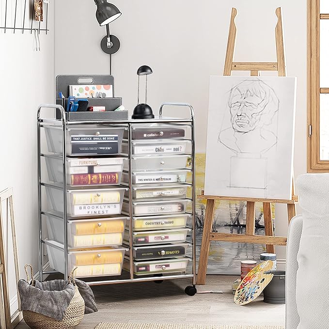 DORTALA 15-Drawer Rolling Storage Cart - Image 8