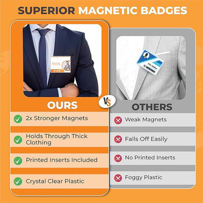 100 Pack of 4x3 Magnetic Name Badge Holders Customizable Magnetic Name Tags - Image 2