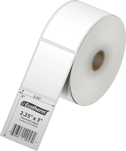 2.25" x 3" Thermal Labels | 6 Rolls | 5040 Labels | fits Zebra, Offnova Thermal - Image 2