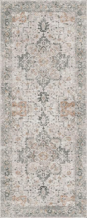 GENIMO Runner Rug 2'6''x8, Non Slip Vintage Hallway Runner Rugs, Low Pile - Image 7