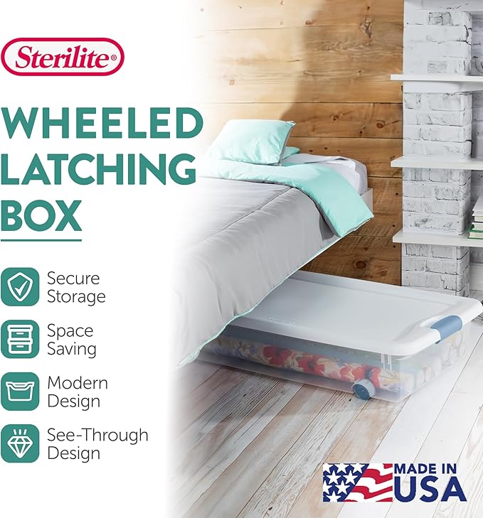 Sterilite 8-Pack Latching Box, Under Bed Storage Bins - Image 3