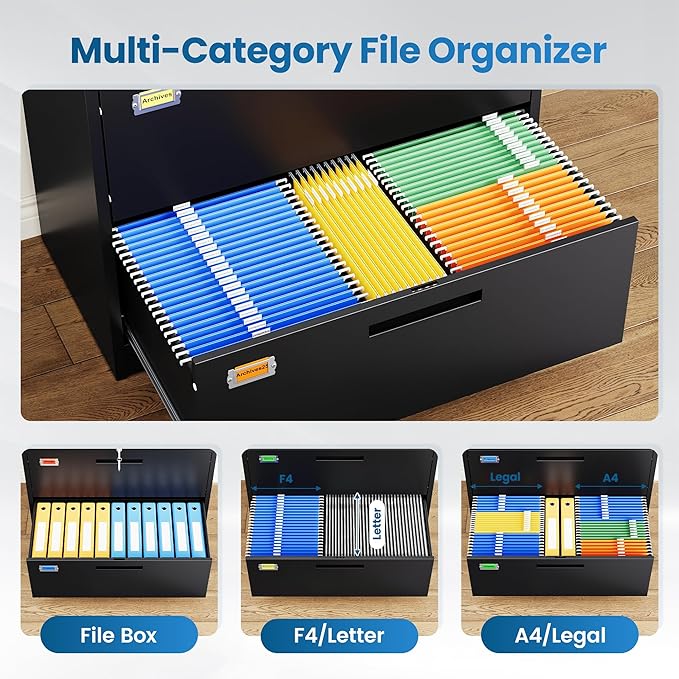 PEUKC 2 Drawer File Cabinet, Lateral Filing Cabinets - Image 4