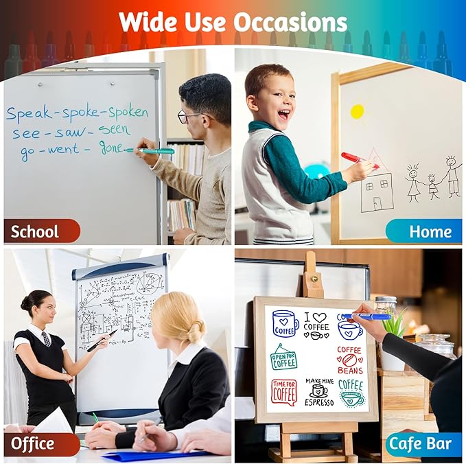 SUQJOY Dry Erase Markers, Fine Tip Whiteboard Marker, Low Odor Dry Markers - Image 5