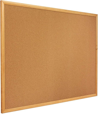 Quartet Cork Board, Bulletin Board, Oak Finish Frame by Quartet