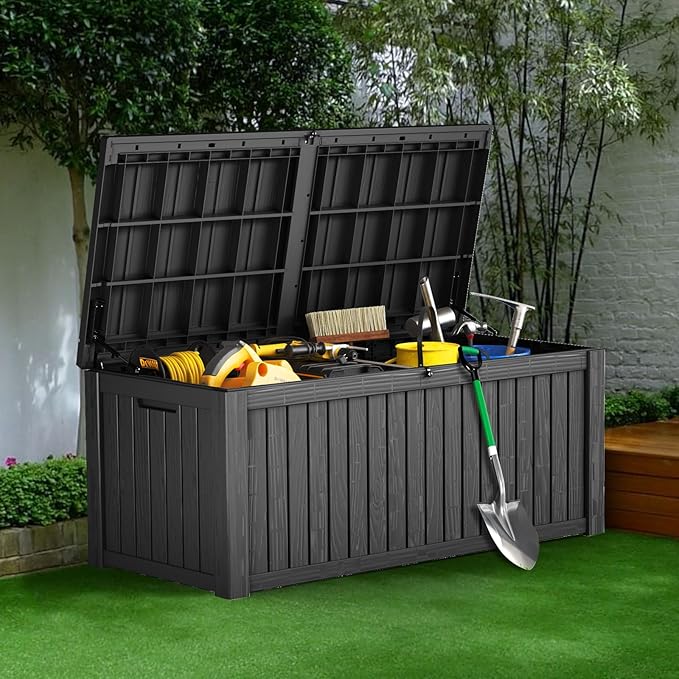 Decksplore Outdoor Storage Box Waterproof Large, 180 Gallon Lockable Resin Deck - Image 8