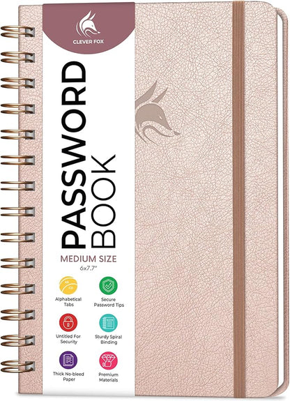 Clever Fox Password Book Spiral – Internet Address & Password Organizer by CleverFox