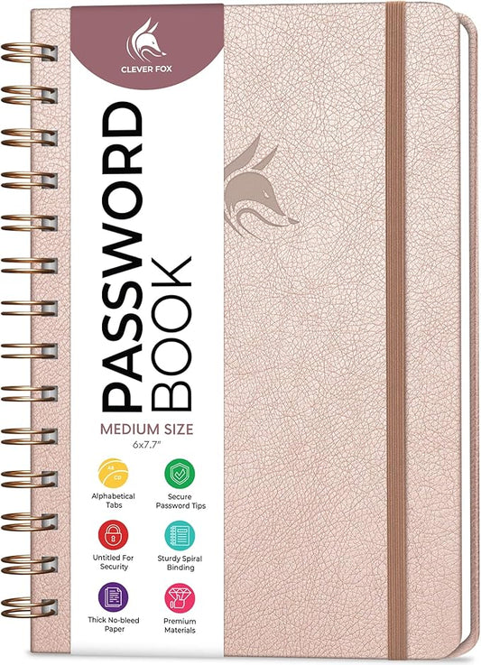 Clever Fox Password Book Spiral – Internet Address & Password Organizer by CleverFox