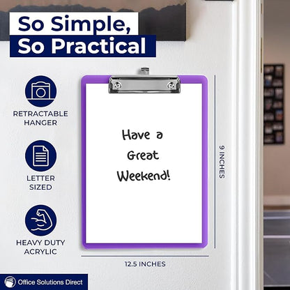 Plastic Clipboards with Low Profile Clip Set of 6-12.5 x 9 Inch Multi Color - Image 3