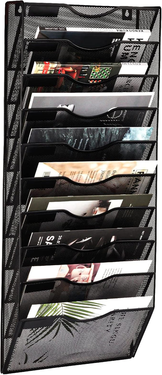 EASEPRES 10 Pocket Mesh Hanging Wall File Organizer, Wall Mounted Mail Paper by EASEPRES