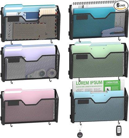 SUPEASY 6 Single Mail Organizer Wall Mounted, Wall File Organizer, Hanging File by SUPEASY