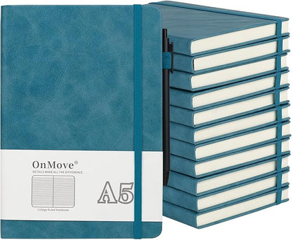 OnMove Notebooks Journal for Women Men 12 Pack Bulk Leather Hardcover by OnMove