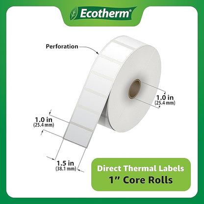 1.5" x 1" Thermal Labels | 6 Rolls | 11400 Labels | fits Zebra, Offnova Thermal - Image 3