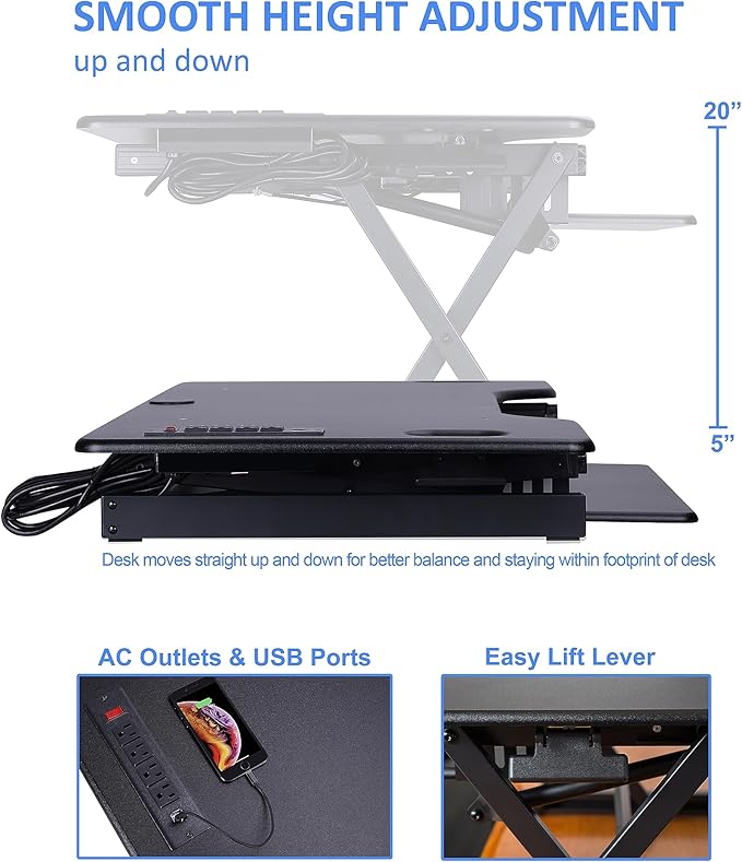 Rocelco 46" Height Adjustable Standing Desk Converter - Image 3