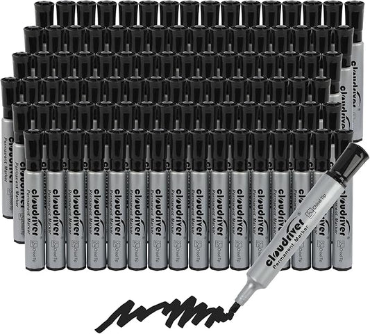 cloudriver Permanent Markers 96 Count, Chisel Tip, Premium Smear Proof Markers by cloudriver