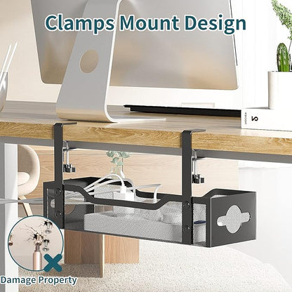 Under Desk Cable Management Tray No Drill, Metal Mesh Cable Management Under - Image 2