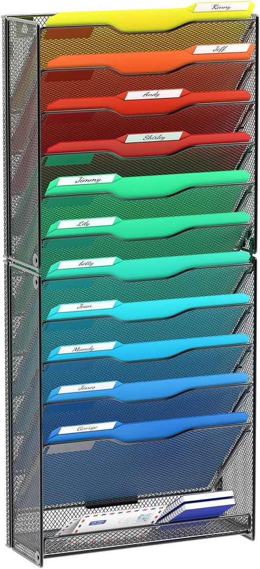 samstar 12 Tier Wall File Organizer, Hanging Wall Mount File Holder Paper by Samstar