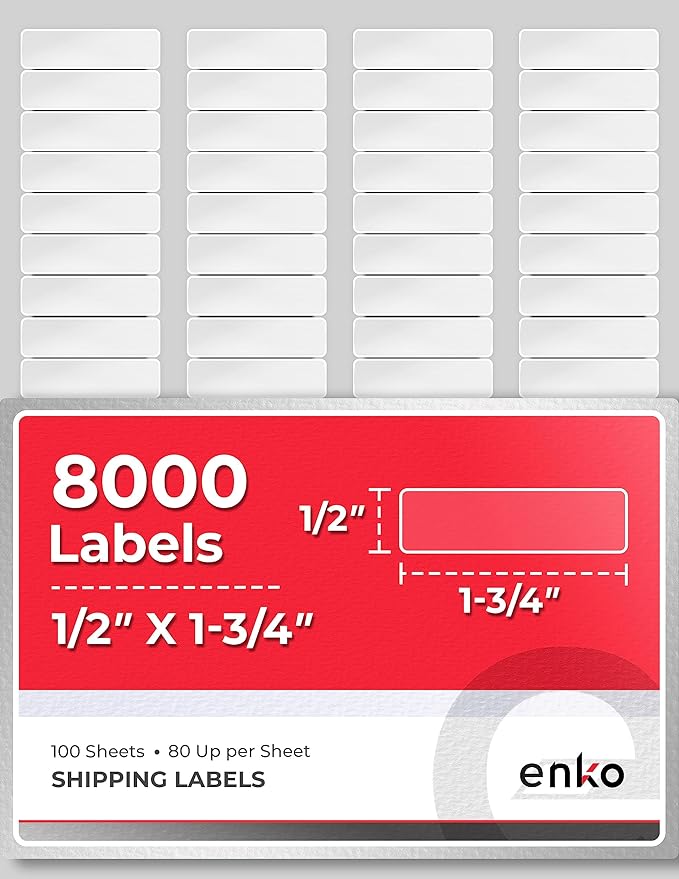 enKo 8000 Labels, 1/2" x 1-3/4" by enKoProducts