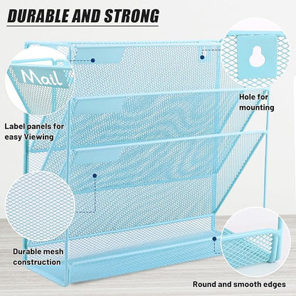 EASEPRES Desk File Organizer Mesh 4-Tier, Hanging Wall Mount Document - Image 3