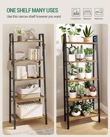 Hzuaneri Ladder Shelf, Bookshelf Bookcase, Freestanding Corner Storage Shelve - Image 4
