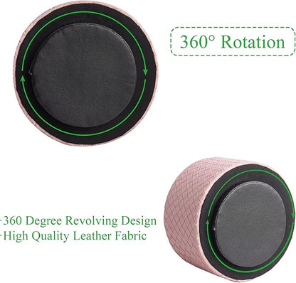 Hennaja Round Leather Art Supply Organizer, Remote Control Holder, 360 Degree - Image 4
